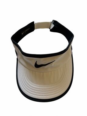 Nike White Visor with Black Trim and Swoosh
